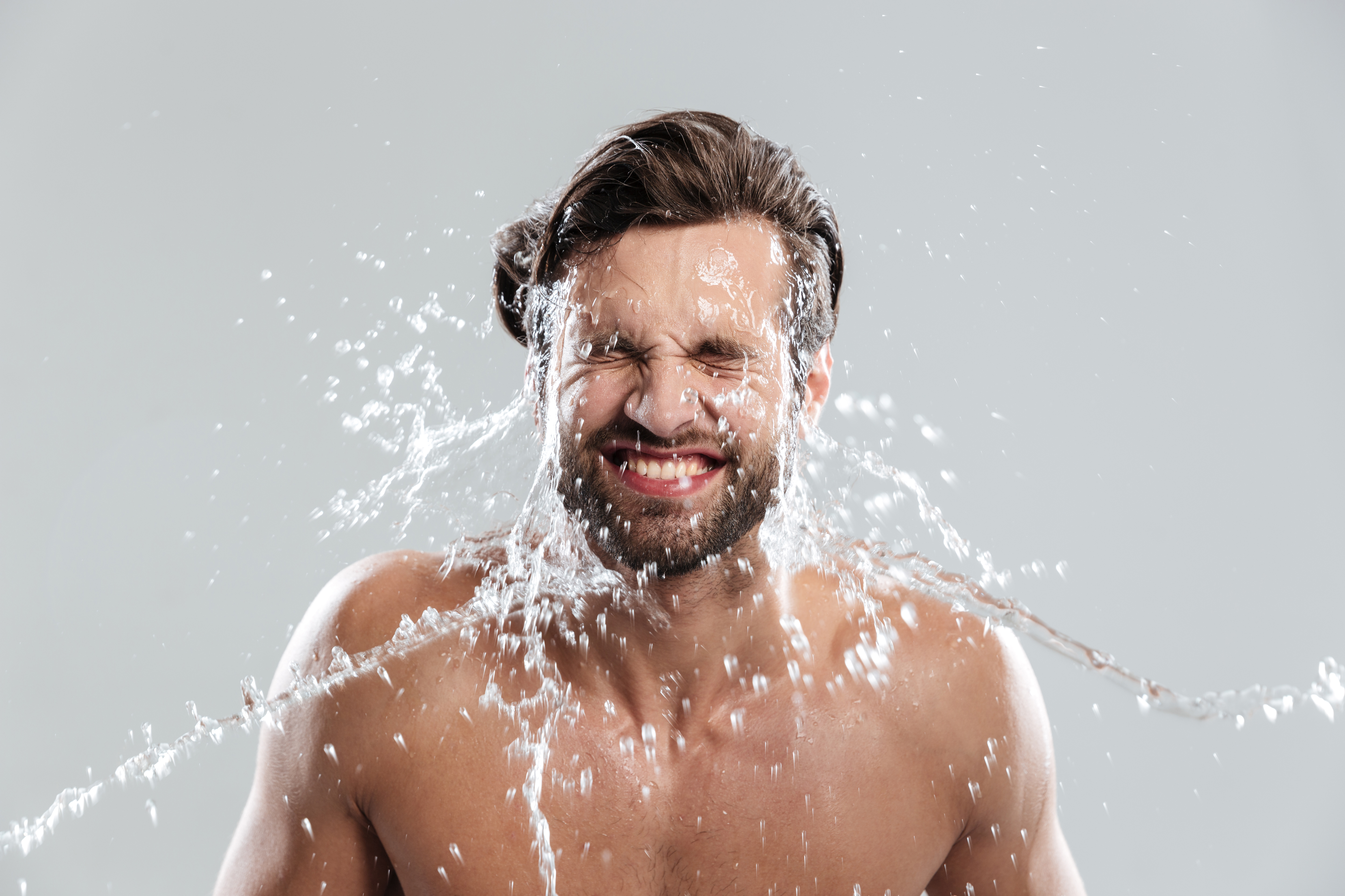 man immersion in water